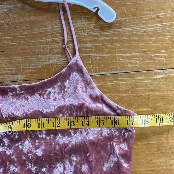 Ecote pink sleeveless spaghetti strap lined crushed velvet mini dress size L - Picture 6 of 8
